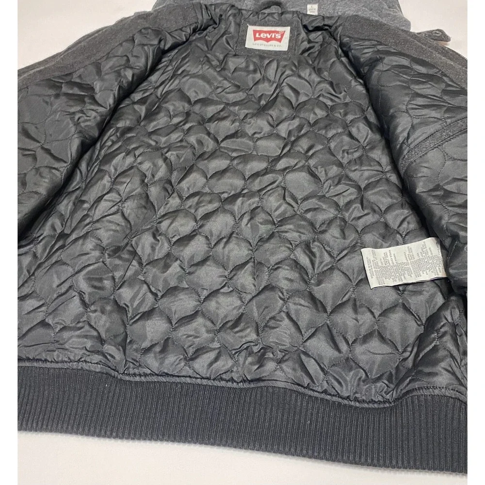 Levi's Charcoal/Black Wool Blend Jacket with Faux Leather Sleeves Mens Size L
